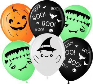 Гелиевые шары с надписью "Привидения на хеллоуин"