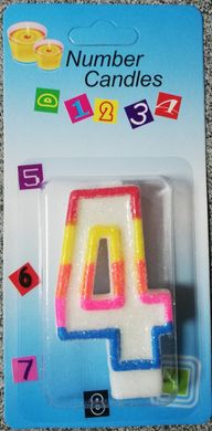 Свічки для торта цифри веселка 4