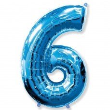 Фольгированная цифра "6", Синяя