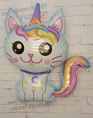 Фольгированный шар "Котёнок-розовый единорог"