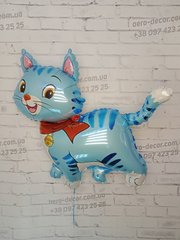 Фольгований шар "Кошеня з шарфом" блакитний