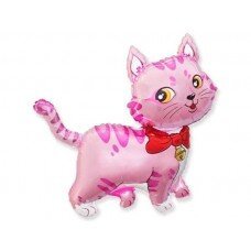 Фольгированный шар "Котёнок с шарфом" розовый