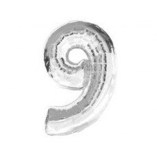 Фольгированная цифра "9", Серебро