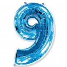 Фольгированная цифра "9", Синяя