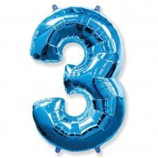Фольгированная цифра "3", Синяя