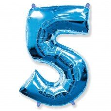Фольгированная цифра "5", Синяя